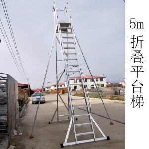 訂做5米平臺梯/鋁合金移動扶手平臺梯